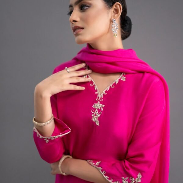 Chetna – Elegant Pink Silk Blend Embroidered Kurta Set